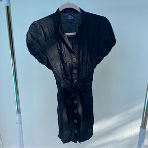 Y2K Black Puff Sleeve Tie Blouse Size Large